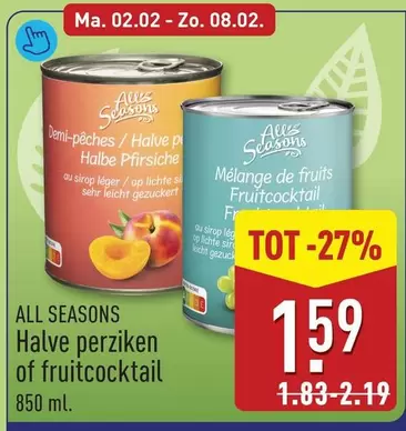 De - Halve perziken of fruitcocktail