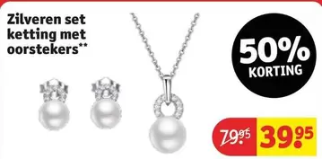 Zilveren set ketting met oorstekers**