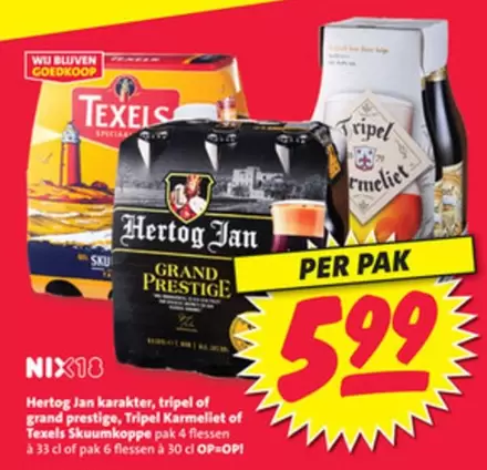Texels - Hertog Jan karakter, tripel of grand prestige, Tripel Karmellet of  Skuumkoppe