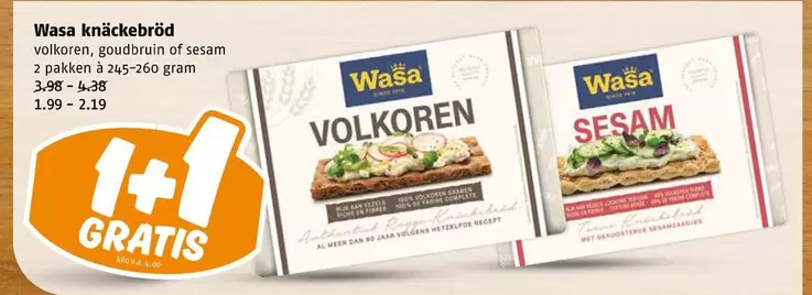 Wasa - knäckebröd volkoren, goudbruin of sesam