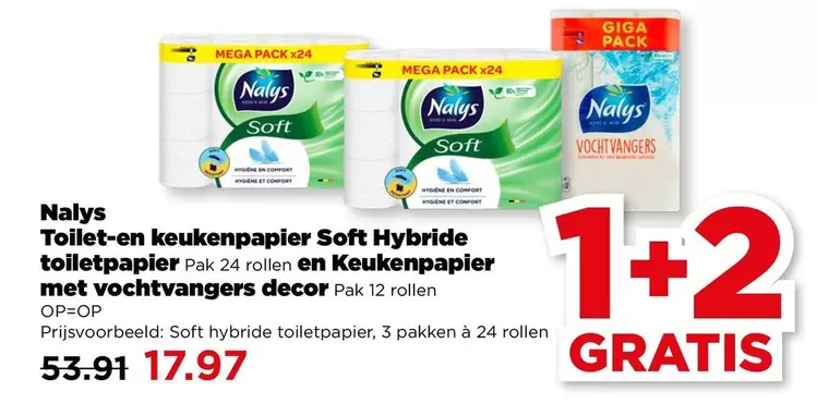 mega - Toilet-en keukenpapier Soft Hybride toiletpapier Pak 24 rollen en Keukenpapier met vochtvangers decor Pak 12 rollen