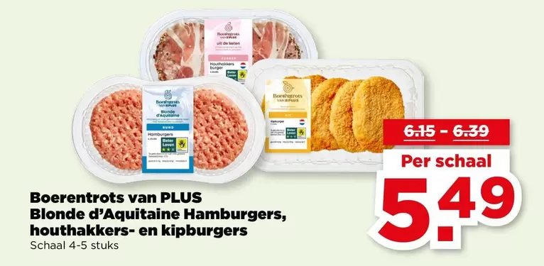 De - Blonde d'Aquitaine Hamburgers, houthakkers- en kipburgers