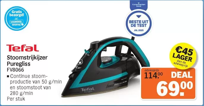 Tefal - Stoomstrijkijzer Puregliss FV8066