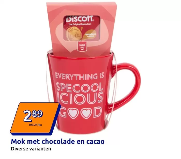 Mok met chocolade en cacao