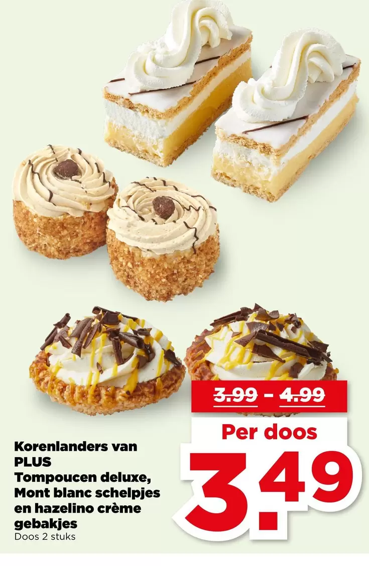 Deluxe - Tompoucen deluxe, Mont blanc schelpjes en hazelino crème gebakjes