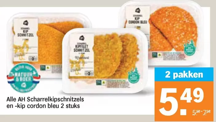 Ah - Scharrelkipschnitzels en -kip cordon bleu