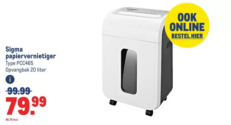 Sigma - papiervernietiger PCC465