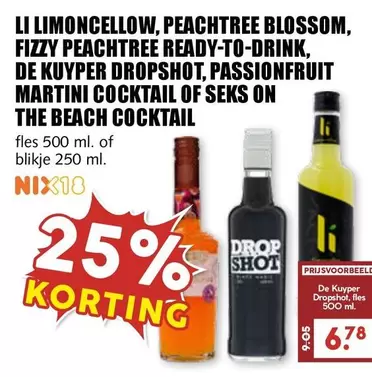 De - LIMONCELLOW, PEACHTREE BLOSSOM, FIZZY PEACHTREE READY-TO-DRINK, DROPSHOT, PASSIONFRUIT MARTINI COCKTAIL OF SEKS ON THE BEACH COCKTAIL