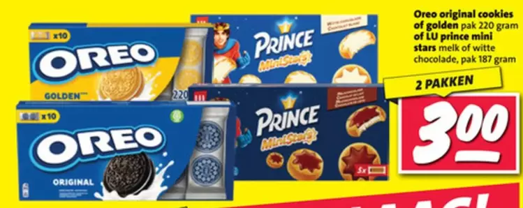 Oreo - Oveo original cookies or golden or LU prince mini stars melk of witte chocolade