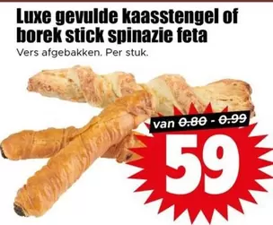 Luxe gevulde kaasstengel of borek stick spinazie feta
