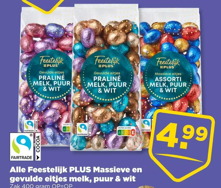 Massieve en gevulde eitjes melk, puur & wit