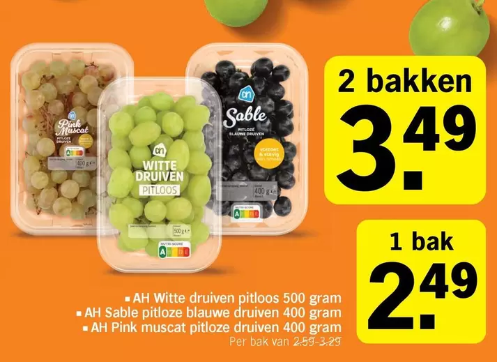 Ah - Witte druiven pitioos, Sable pitloze blauwe druiven, Pink muscat pitloze druiven