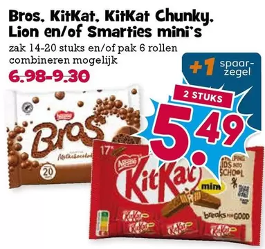 KitKat, KitKat Chunky, Lion en/of Smarties mini's