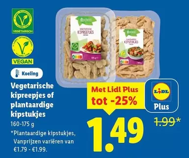 Label - Vegetarische kipreepjes of plantaardige kipstukjes