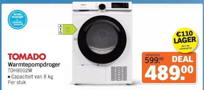 De - Warmtepompdroger TDH8002W