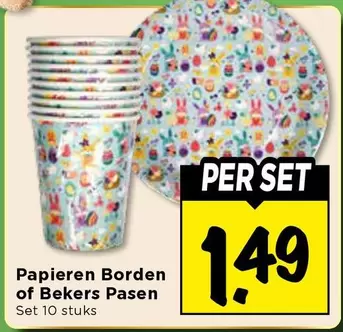 Papieren Borden of Bekers pasen
