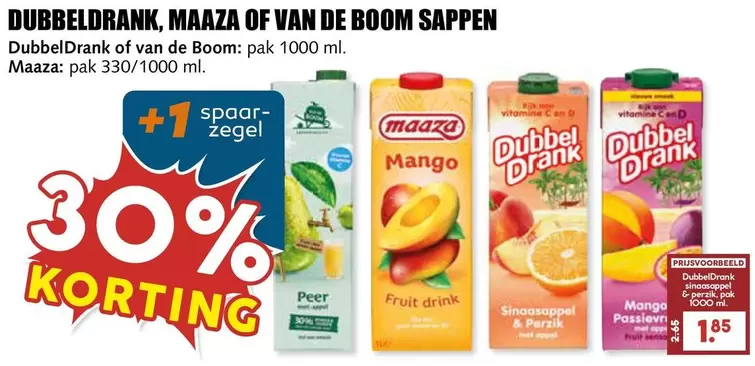 De - DUBBELDRANK, MAAZA OF VAN DE BOOM SAPPEN