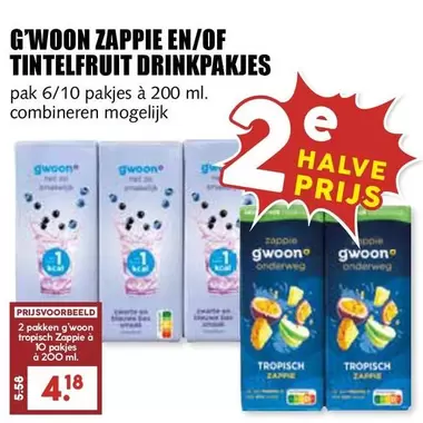 ZAPPIE EN/OF TINTELFRUIT DRINKPAKJES