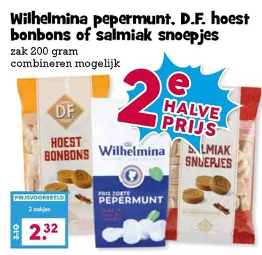 Wilhelmina pepermunt, D.F. hoest bonbons of salmiak snoepjes