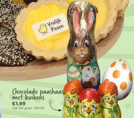 Chocolade paashaas met kuikens
