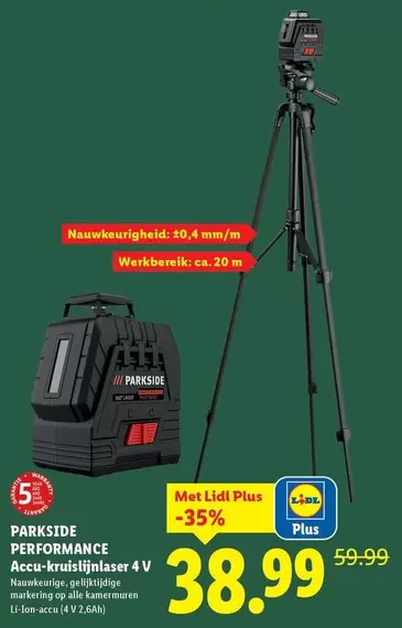 Op - PERFORMANCE Accu-kruislijnlaser 4 V