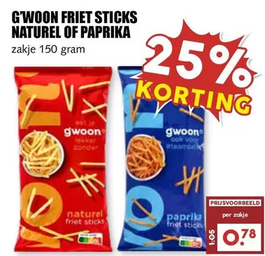 FRIET STICKS NATUREL OF PAPRIKA
