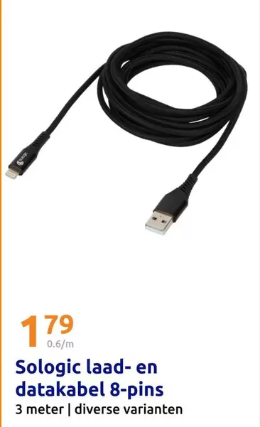 Sologic laad- en datakabel 8-pins