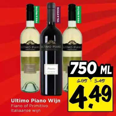 Ultimo Piano Wijn Fiano of Primitivo