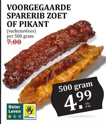 VOORGEGAARDE SPARERIBS ZOET OF PIKANT