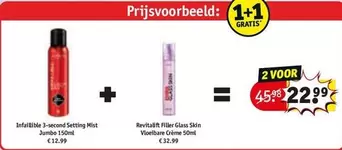 Jumbo - Infaillible 3-second Setting Mist  150ml + Revitalift Filler Glass Skin Vloeibare Crème 50ml