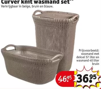 Bruin - Curver knit wasmand set