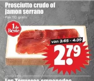 Prosciutto crudo of jamon serrano