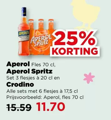 Aperol Spritz Fles 70 cl, Aperol Spritz Set 3 flesjes à 20 cl en Crođino Alle sets met 6 flesjes à 17,5 cl