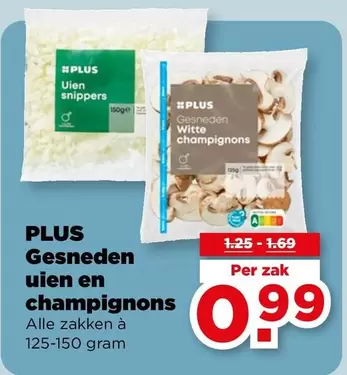 Gesneden uien en champignons