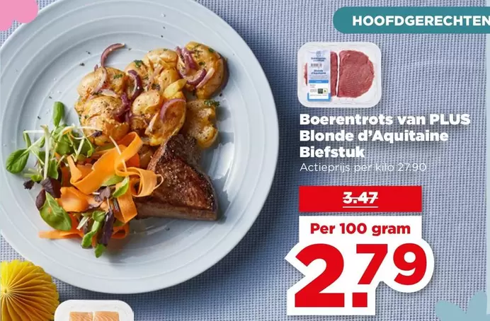 Boerentrots van PLUS Blonde d'Aquitaine Biefstuk