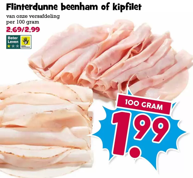 Flintern-dunne beenham of kipfilet