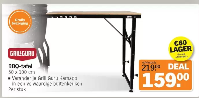 De - BBQ-tafel 50 x 100 cm