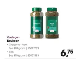 Verstegen Kruiden - Oregano - heel Bus 120 gram | 25027329, Tijm Bus 170 gram | 25027883