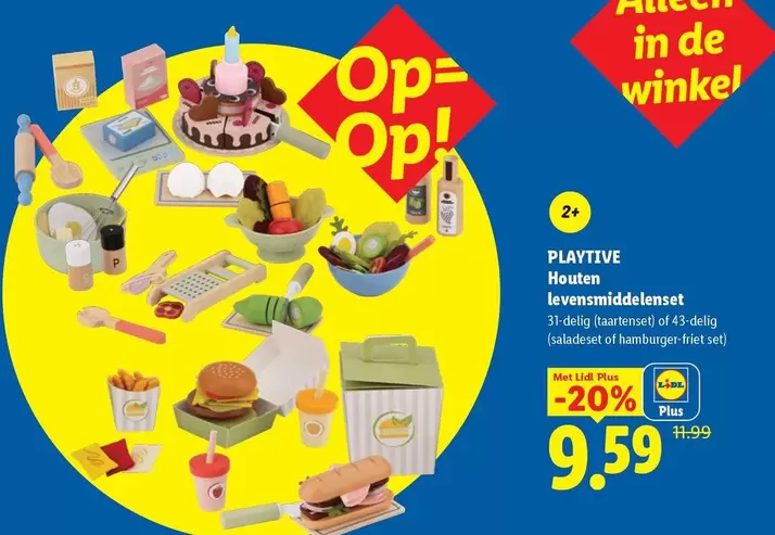 De - Houten levensmiddelenset