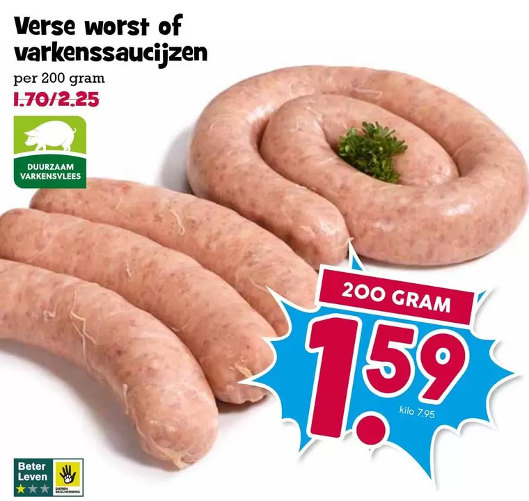 Verse worst of varkenssaucijsen