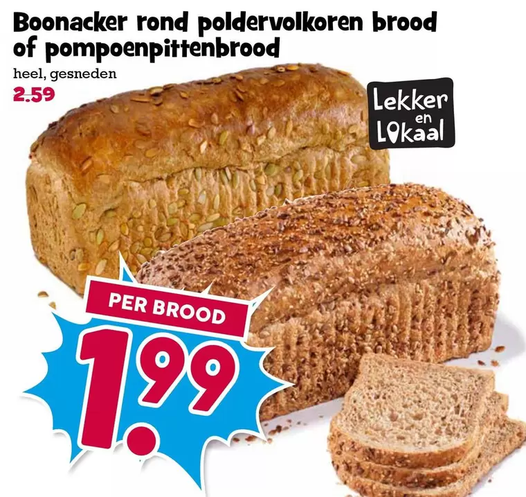Boonacker rond poldervol koren brood of pompoenpittenbrood