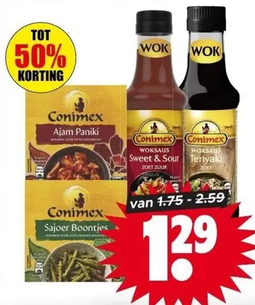Conimex Woksaus Ajam Paniki, Sajoer Boontjes, Sweet & Sour, Teriyaki