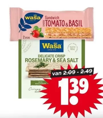 Wasa - Sandwich Tomato & Basil, Delicate Crisp Rosemary & Sea Salt