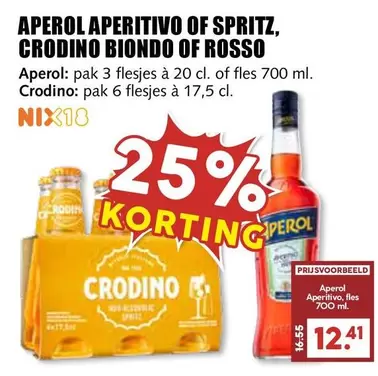 APEROL APERITIVO OR SPRITZ, CRODINO BIONDO OR ROSSO