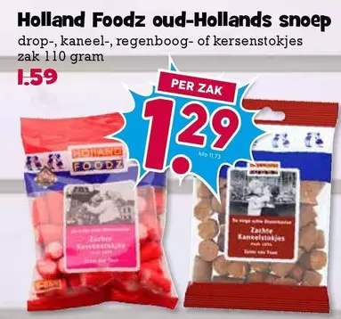 oud-Hollands snoep drop-, kaneel-, regenboog- of kersenstokjes