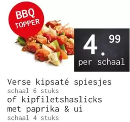 Topper - Verse kip saté spiesenjes of kipfilet shaslicks met paprika & ui