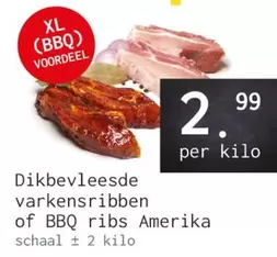 Dikvleesde varkensribben of BBQ ribs Amerika