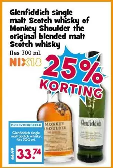 glenfiddich - Glenfiddich single malt Scotch whisky or Monkey Shoulder the original blended malt Scotch whisky