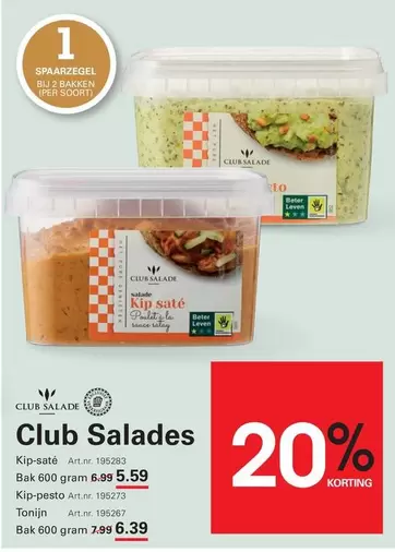 Club - Kip saté Art.nr. 195263, Kip-pesto Art. nr. 195273, Tonijn