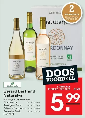 De - Gérard Bertrand Naturalys IGP Pays d'Oc, Frankrijk Chardonnay, Sauvignon Blanc, Cabernet Sauvignon, Grenache Rosé Fles